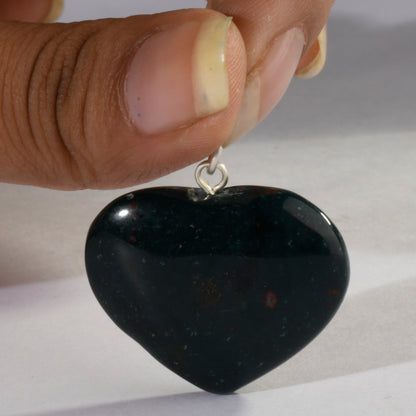 Real Bloodstone Heart Crystal and Stone Necklace Heart Shaped Pendant Jewellery