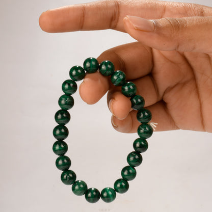 Real Malachite Bead Crystal and Stone Bead Bracelet Jewellery