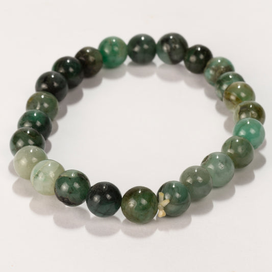 Real Emerald Crystal and Stone Bead Bracelet Jewellery 8mm