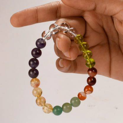 Real Creativity for Performers Crystal and Stone Combination Bracelet Jewellery 8mm - red carnelian, citrine, clear quartz, amethyst, green Aventurine, periodot, Creative joy and flow of intuitive downloads!!