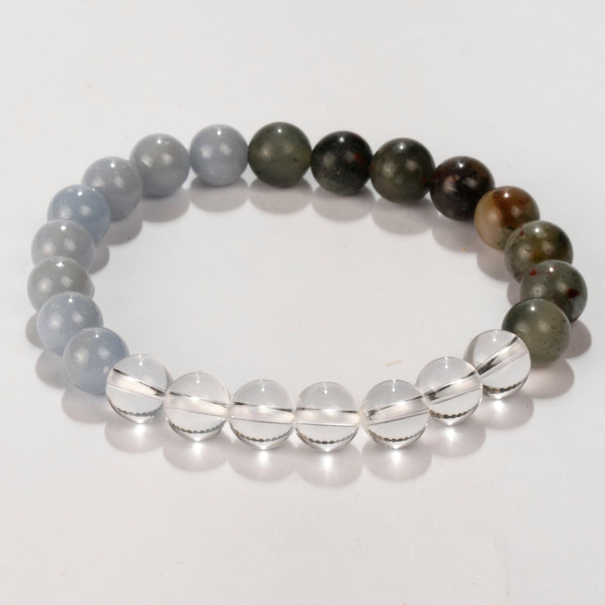 Real Healing Crystal and Stone Bead Bracelet Jewellery 8mm - Blood stone, clear quartz, angelite)
Call in your angels, Working on healing consistently!
