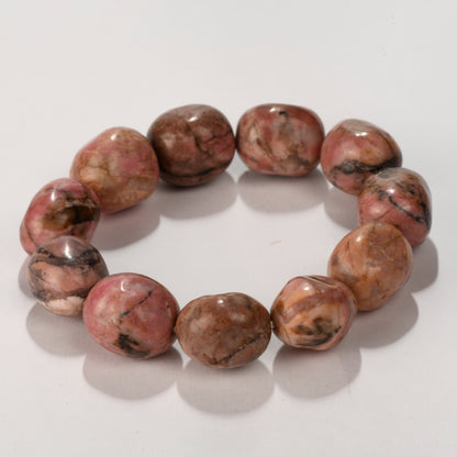 Real Rhodonite Crystal and Stone Tumble Bracelet Jewellery