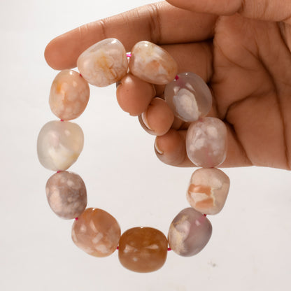 Real Flower Agate Crystal and Stone Tumble Bracelet Jewellery