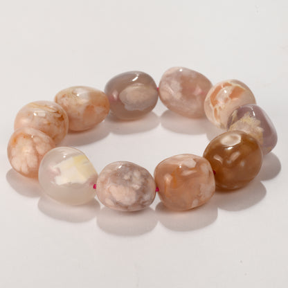 Real Flower Agate Crystal and Stone Tumble Bracelet Jewellery