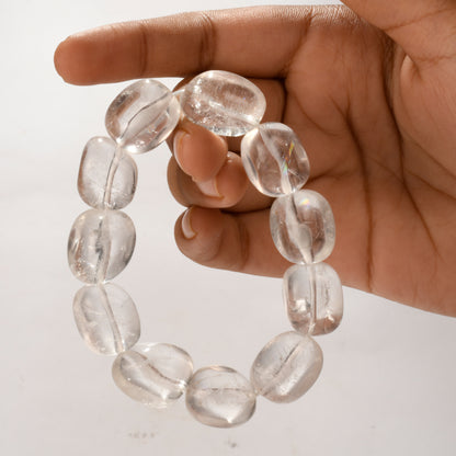 Real Clear Quartz Crystal and Stone Tumble Bracelet Jewellery