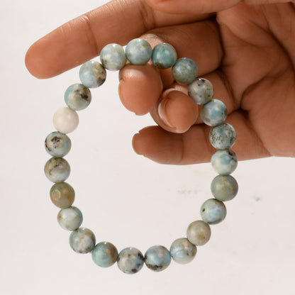 Real Larimar Crystal and Stone Bead Bracelet Jewellery 8mm