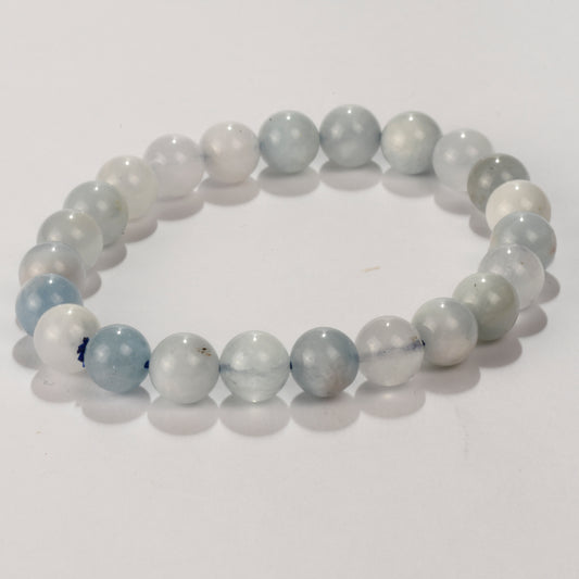 Real Aquamarine Crystal and Stone Bead Bracelet Jewellery 8mm