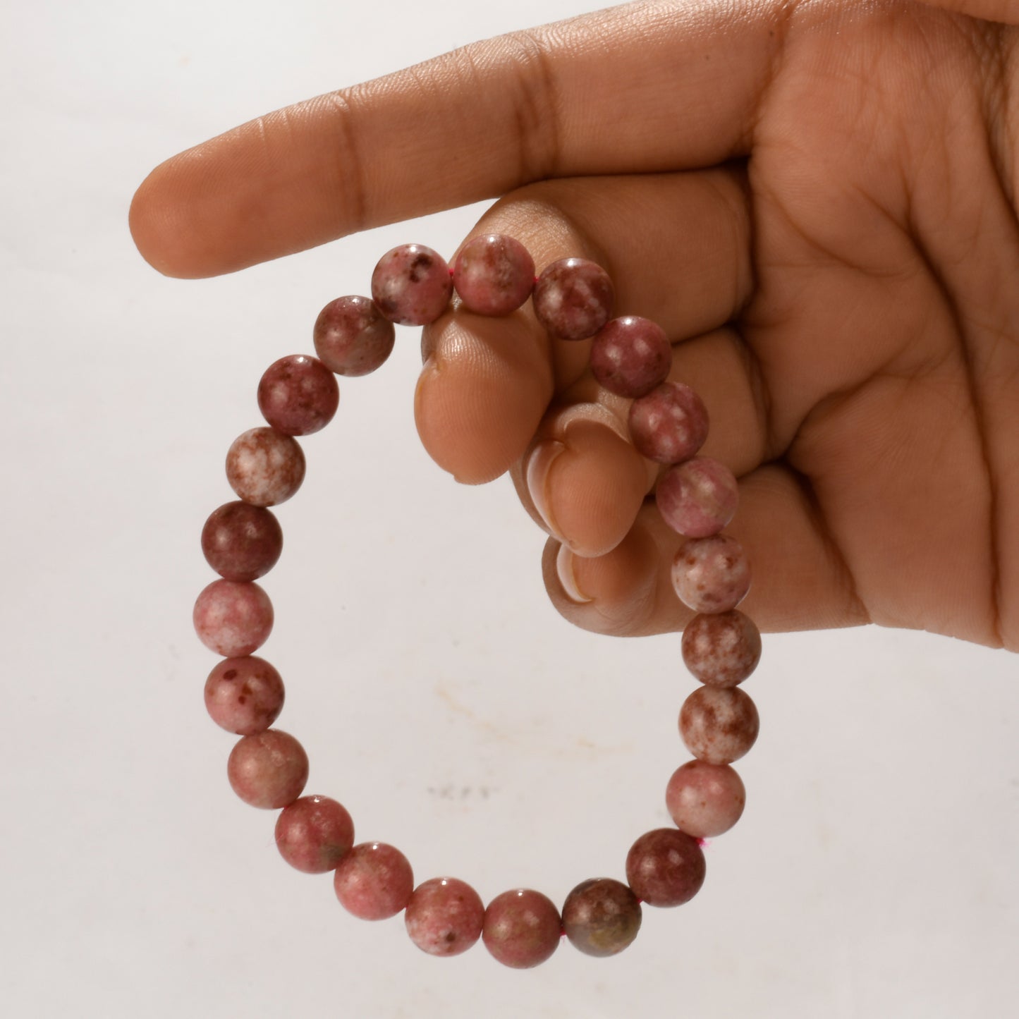 Real Thulite Crystal and Stone Bead Bracelet Jewellery 8mm