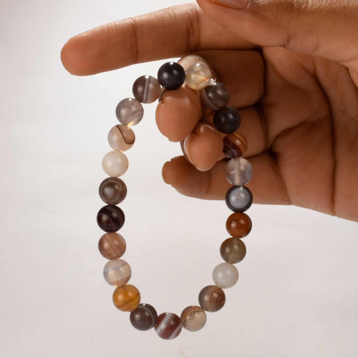 Real Botswana Agate Crystal and Stone Bead Bracelet Jewellery 8mm