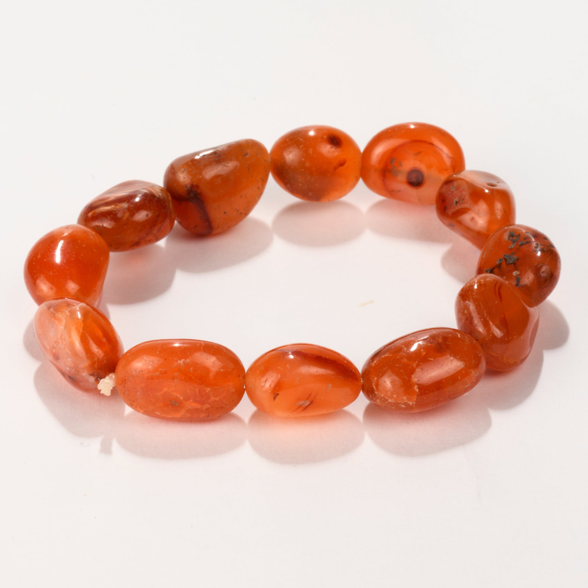 Real Orange Carnelian Crystal and Stone Tumble Bracelet Jewellery