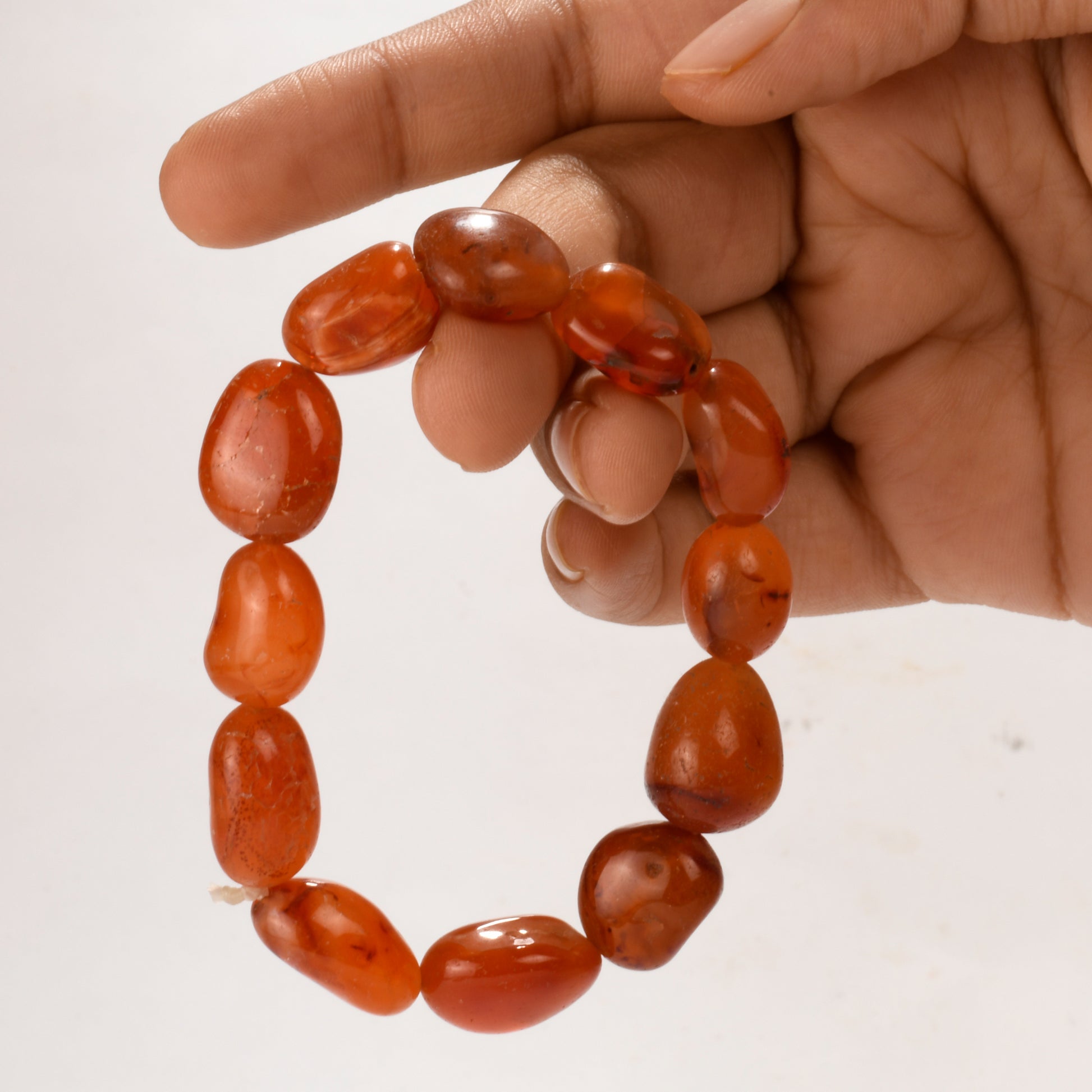 Real Orange Carnelian Crystal and Stone Tumble Bracelet Jewellery