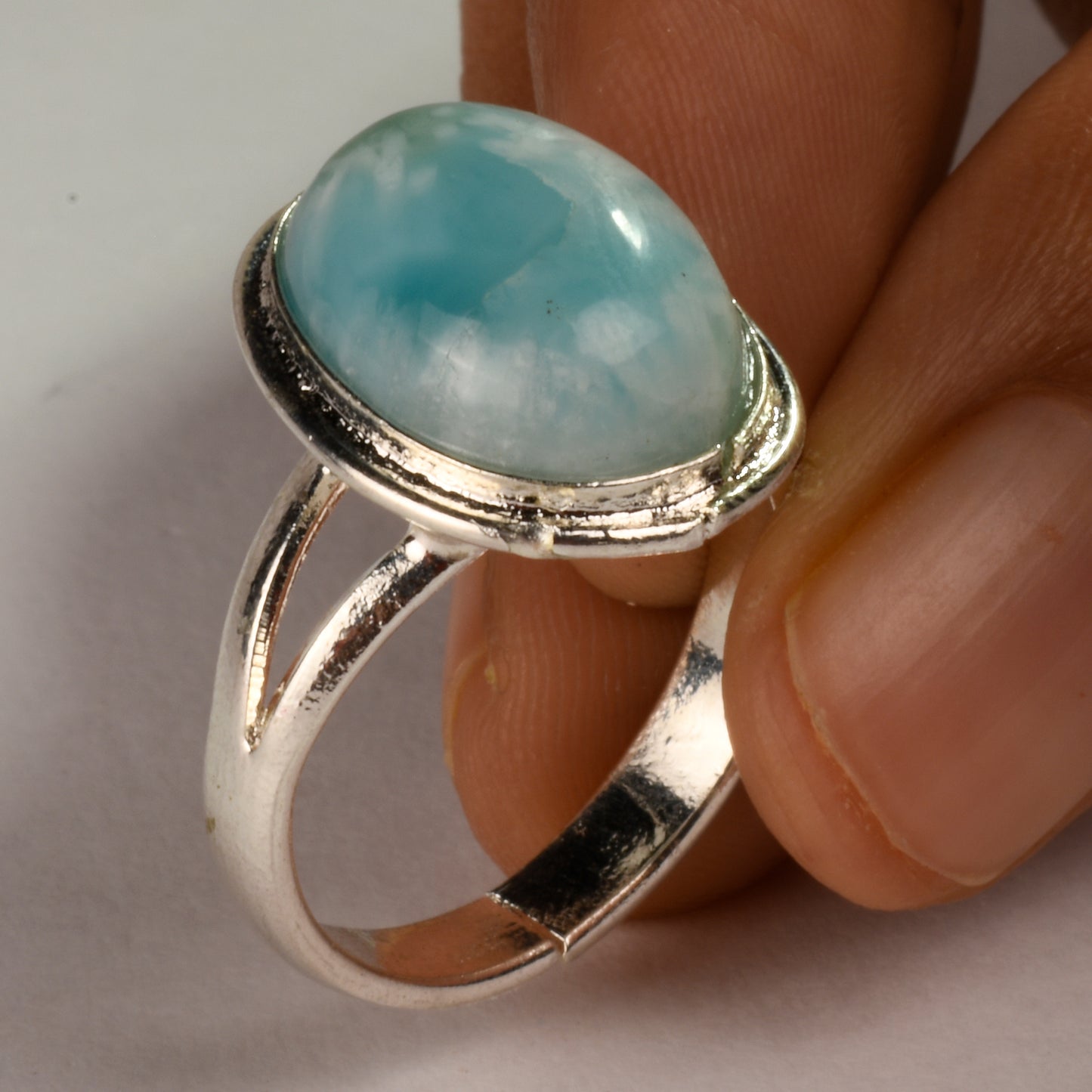 Real Larimar Crystal and Stone Ring Jewellery