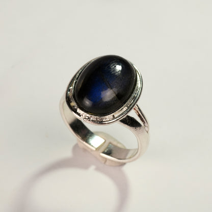 Real Labradorite Crystal and Stone Ring Jewellery