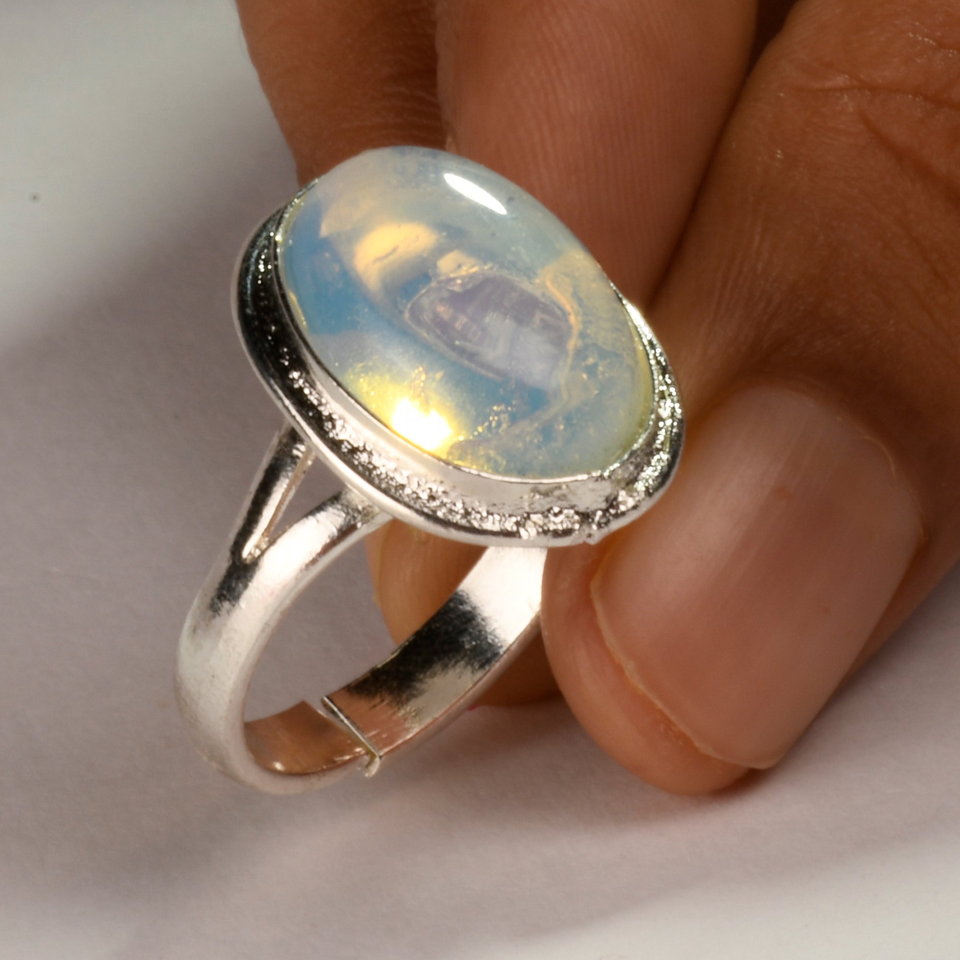 Real Opalite Crystal and Stone Ring Jewellery