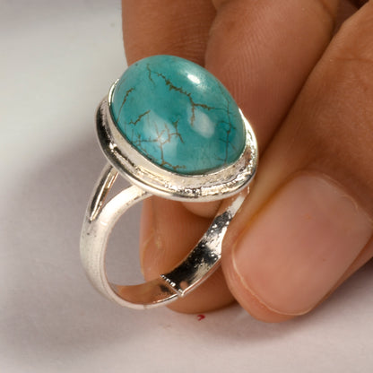 Real Turquoise Crystal and Stone Ring Jewellery