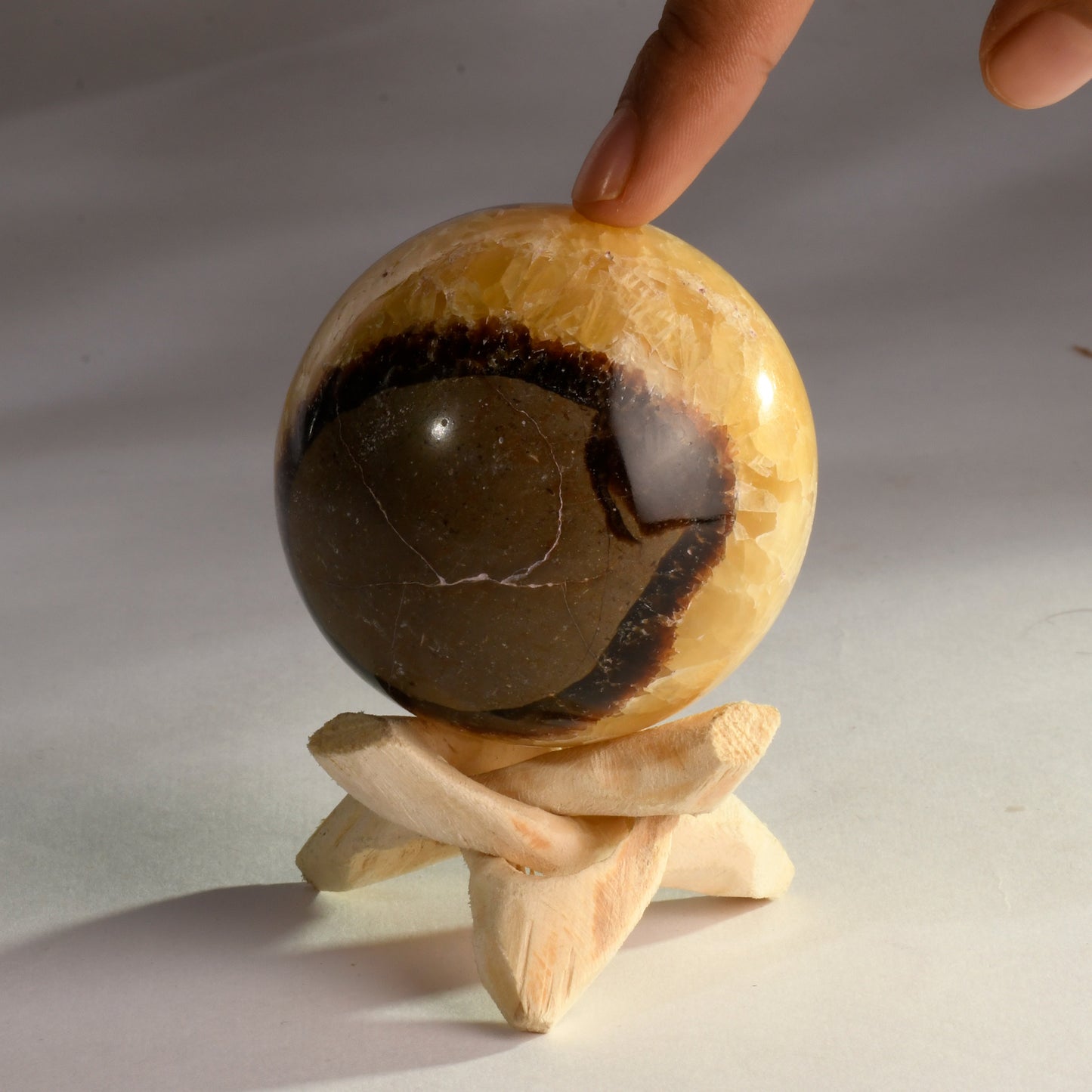 Real Septarian Crystal Ball Sphere