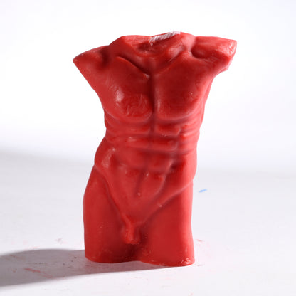 Real Realistic Male Torso Muscular Fit Figure Candle Red