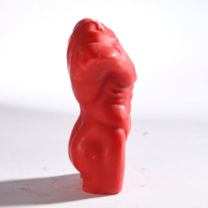 Real Realistic Male Torso Muscular Fit Figure Candle Red