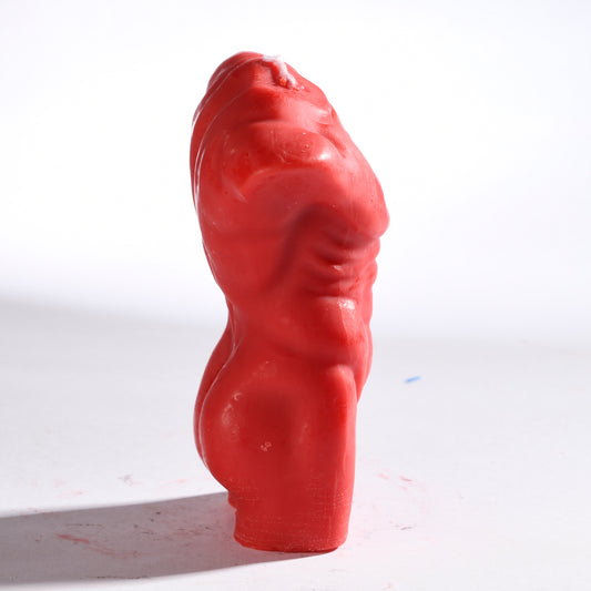 Real Realistic Male Torso Muscular Fit Figure Candle Red