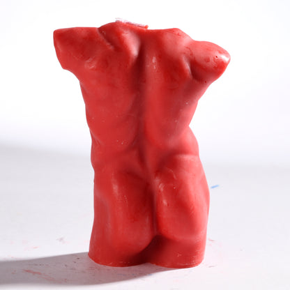 Real Realistic Male Torso Muscular Fit Figure Candle Red