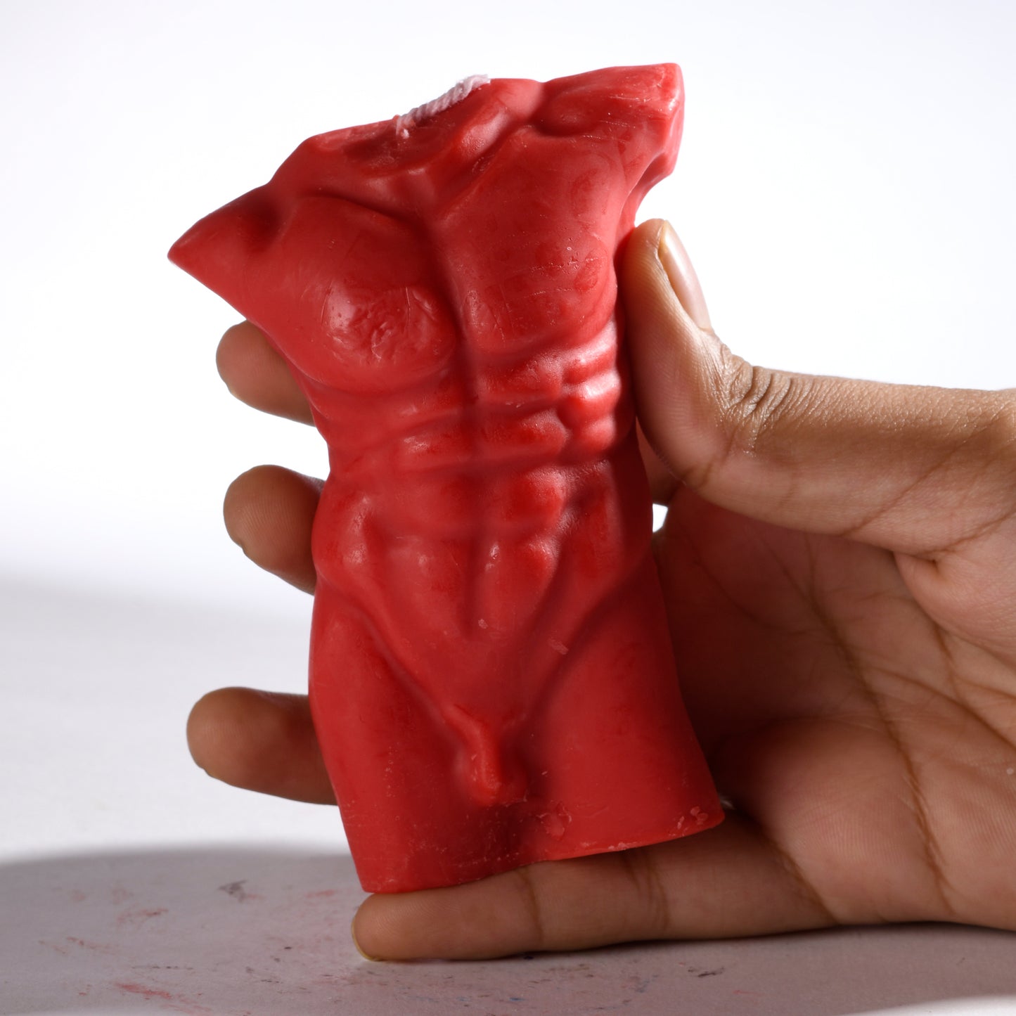 Real Realistic Male Torso Muscular Fit Figure Candle Red