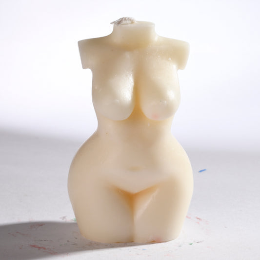 Real Realistic Female Torso Chubby Figure Candle White