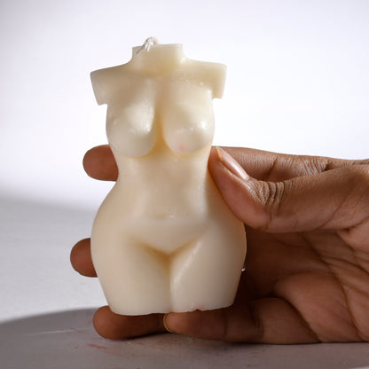 Real Realistic Female Torso Chubby Figure Candle White