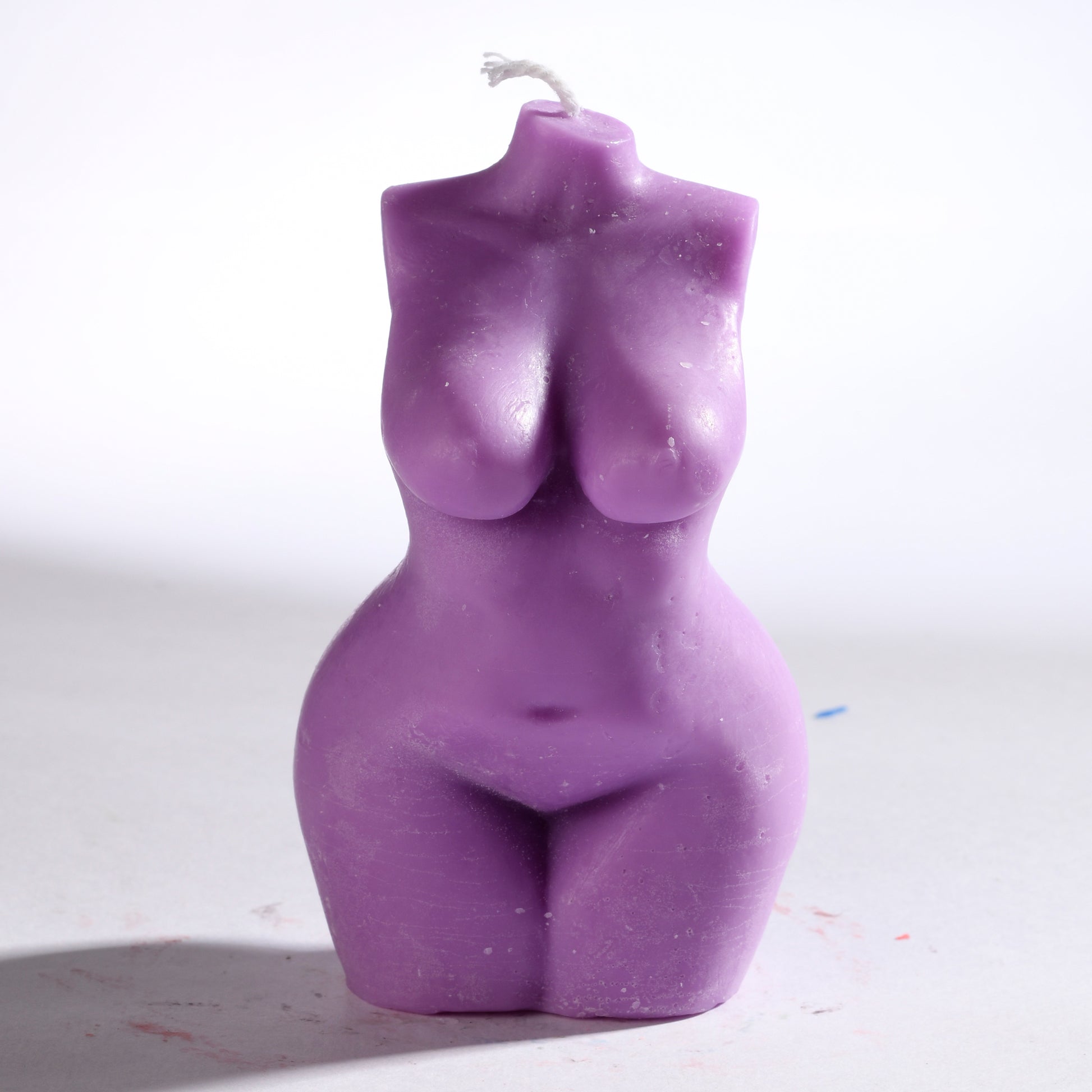 Real Realistic Female Torso Chubby Figure Candle Purple