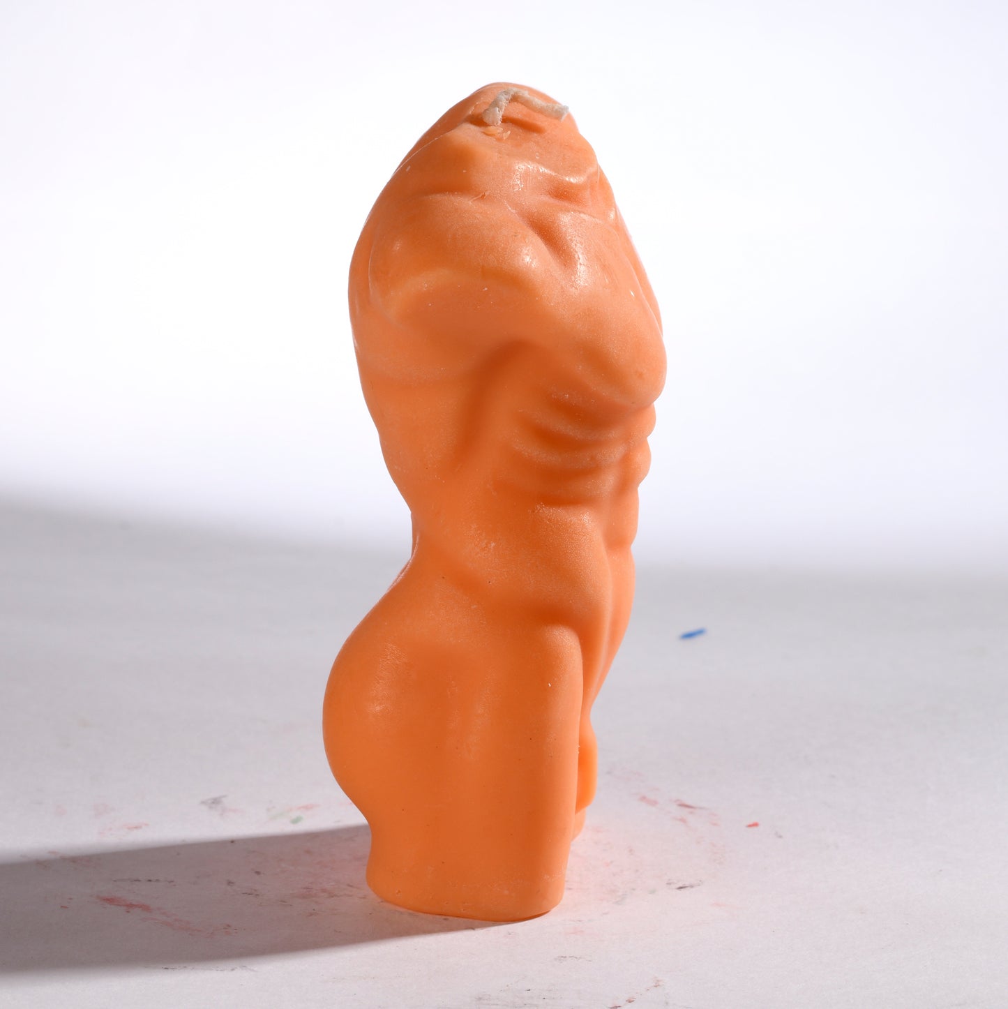 Real Realistic Male Torso Muscular Fit Figure Candle Orange