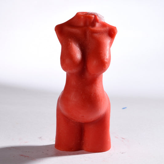 Real Realistic Female Torso Pregnant Figure Candle Red