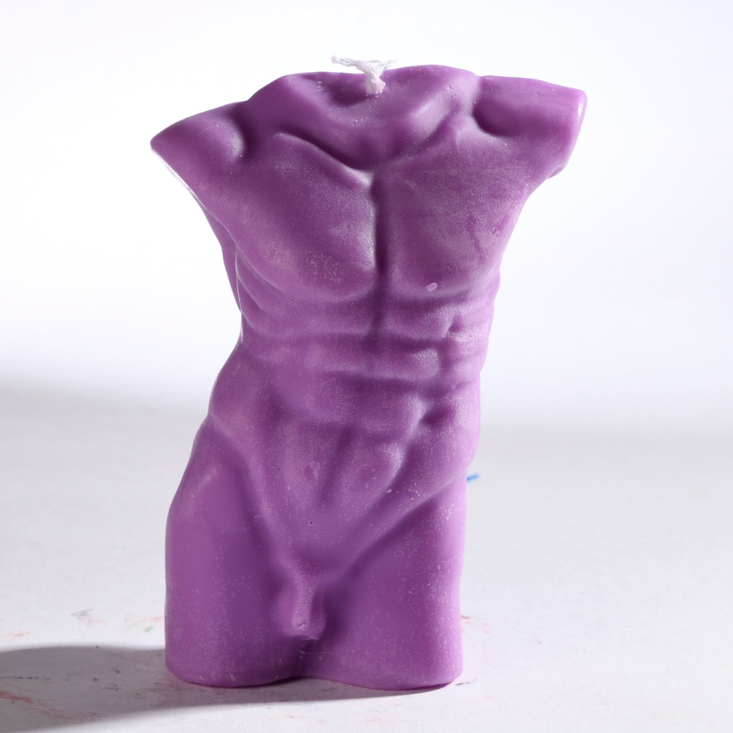 Real Realistic Male Torso Muscular Fit Figure Candle Purple