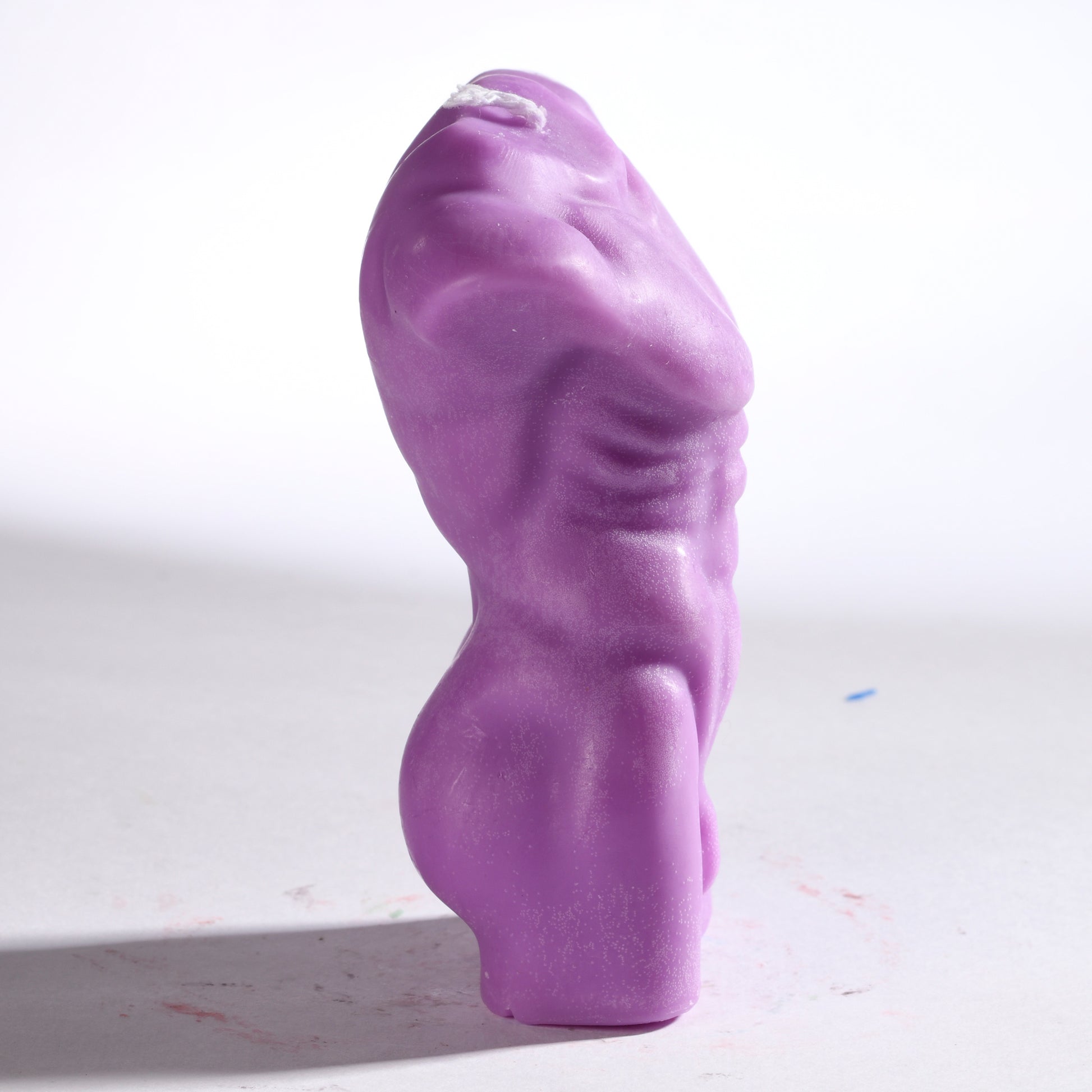 Real Realistic Male Torso Muscular Fit Figure Candle Purple