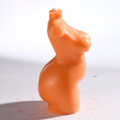 Real Realistic Female Torso Chubby Figure Candle Orange