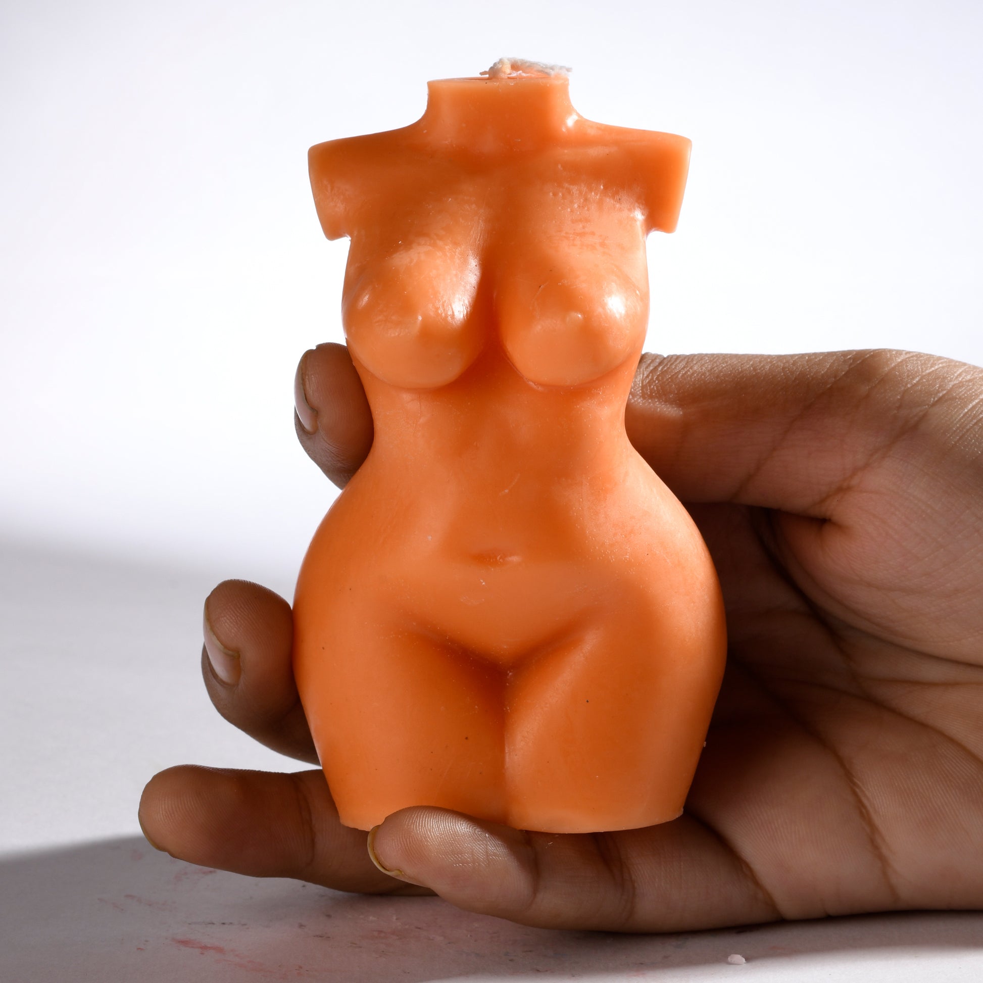 Real Realistic Female Torso Chubby Figure Candle Orange