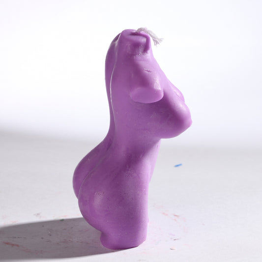 Real Realistic Female Torso Slim Figure Candle Purple