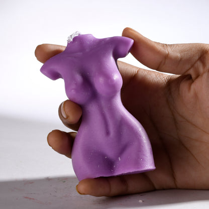 Real Realistic Female Torso Slim Figure Candle Purple