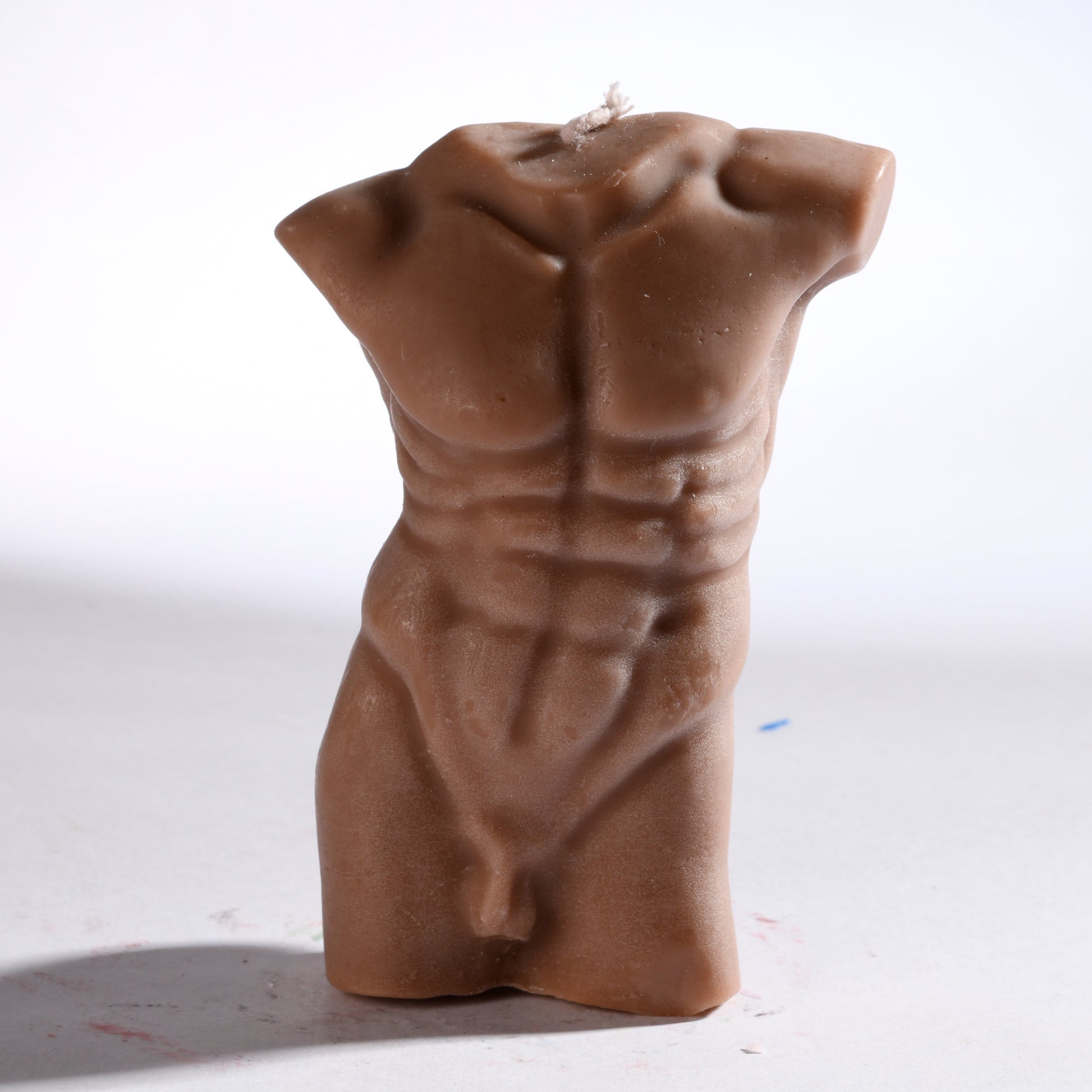 Real Realistic Male Torso Muscular Fit Figure Candle Brown