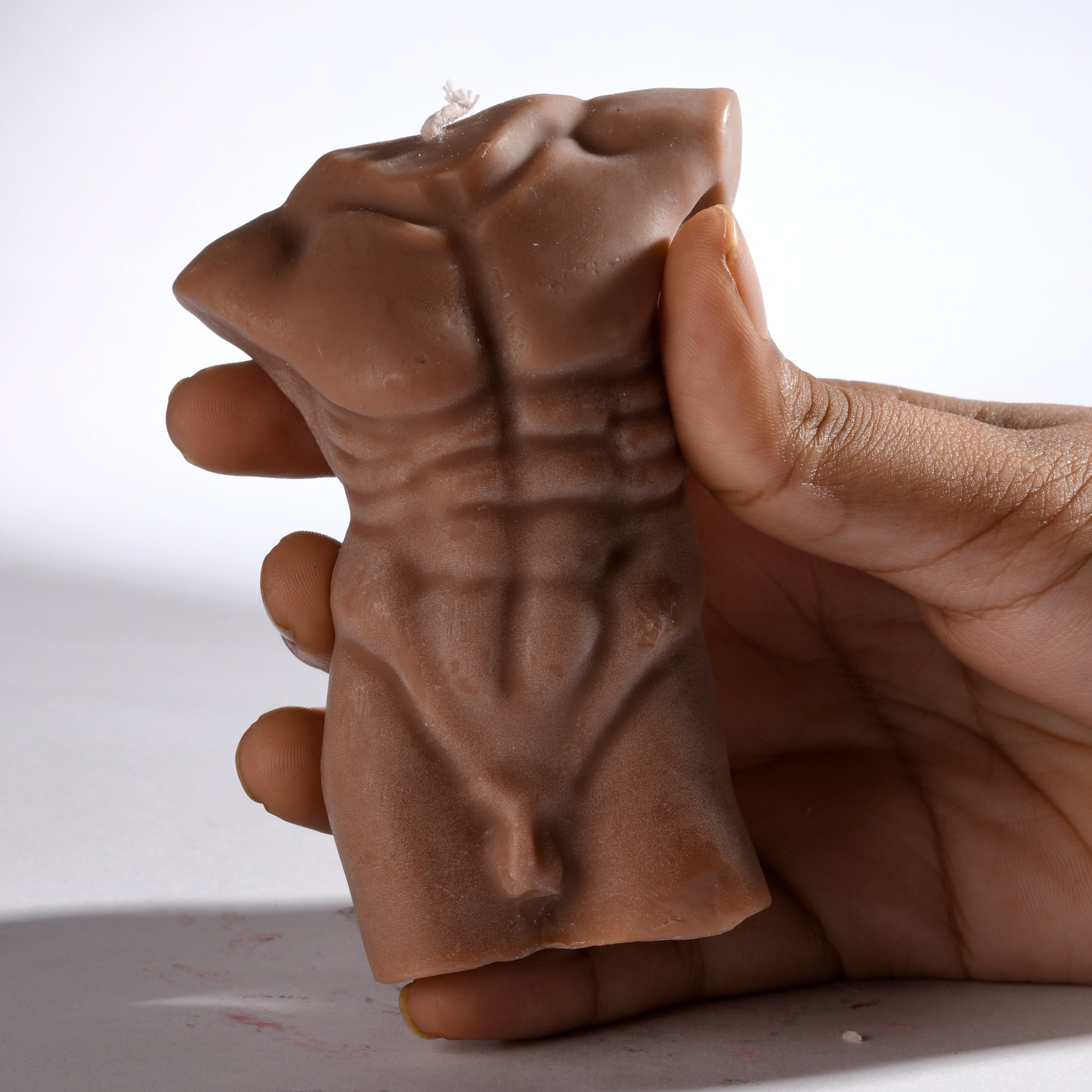 Real Realistic Male Torso Muscular Fit Figure Candle Brown