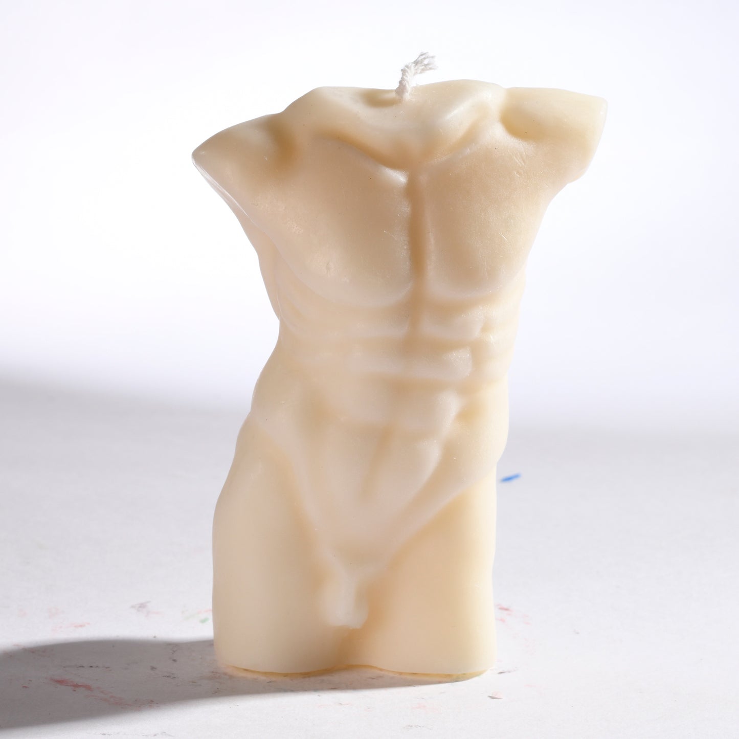 Real Realistic Male Torso Muscular Fit Figure Candle White