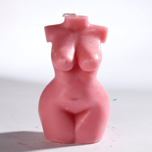 Real Realistic Female Torso Chubby Figure Candle Pink