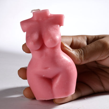 Real Realistic Female Torso Chubby Figure Candle Pink