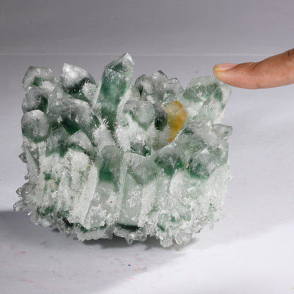 Real Green Phantom Quartz Point Crystal Clusters