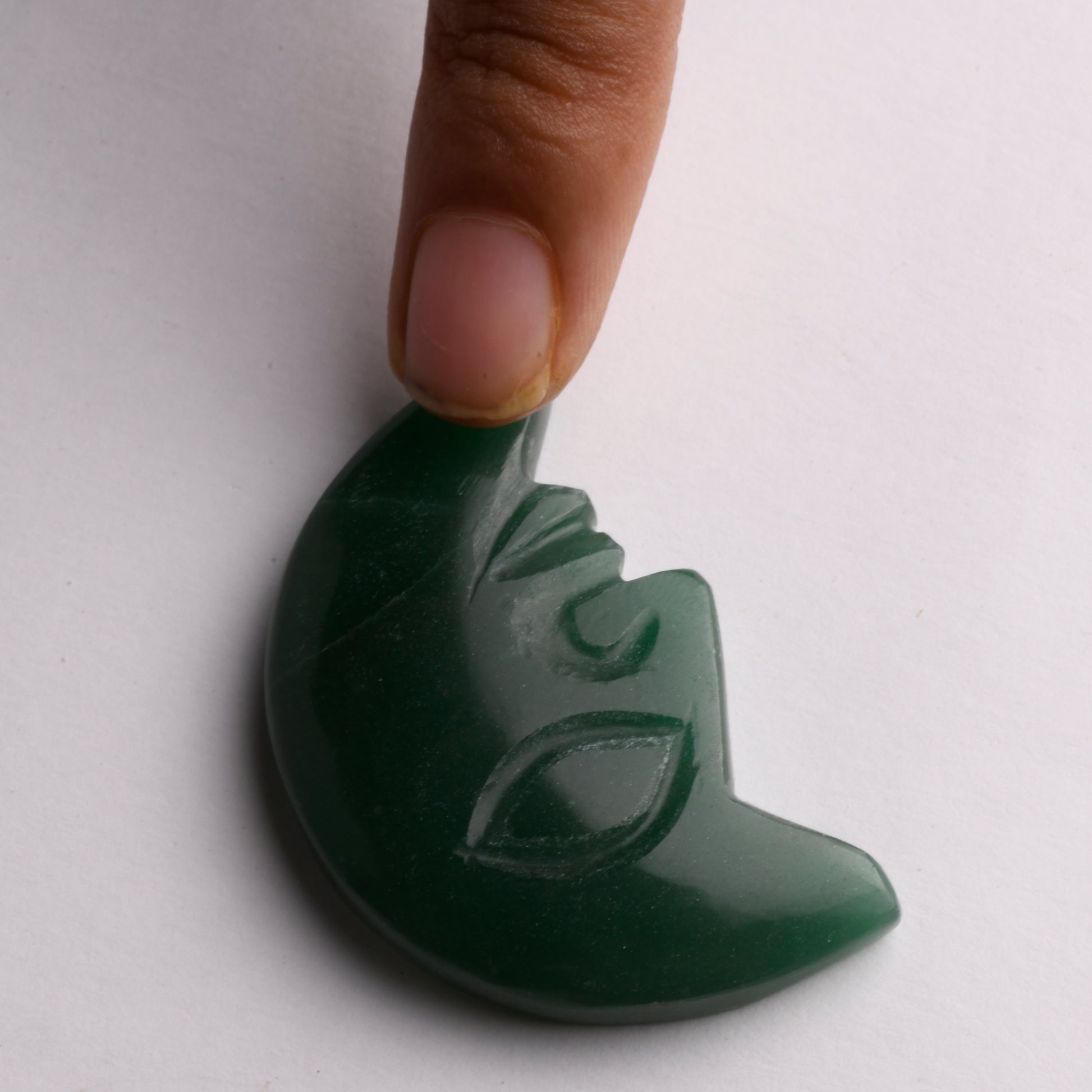 Real Green Jade Half Moon Shaped Crystal