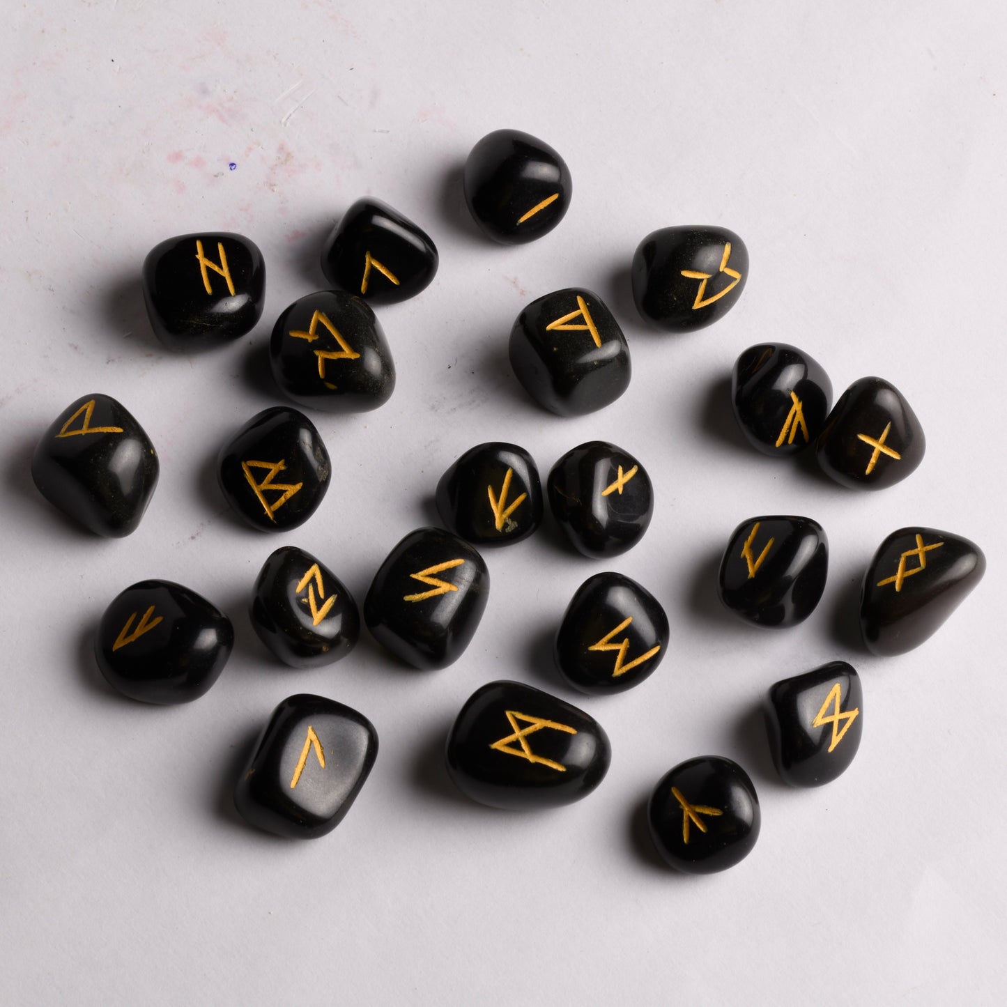 Real Black Agate Runes Set