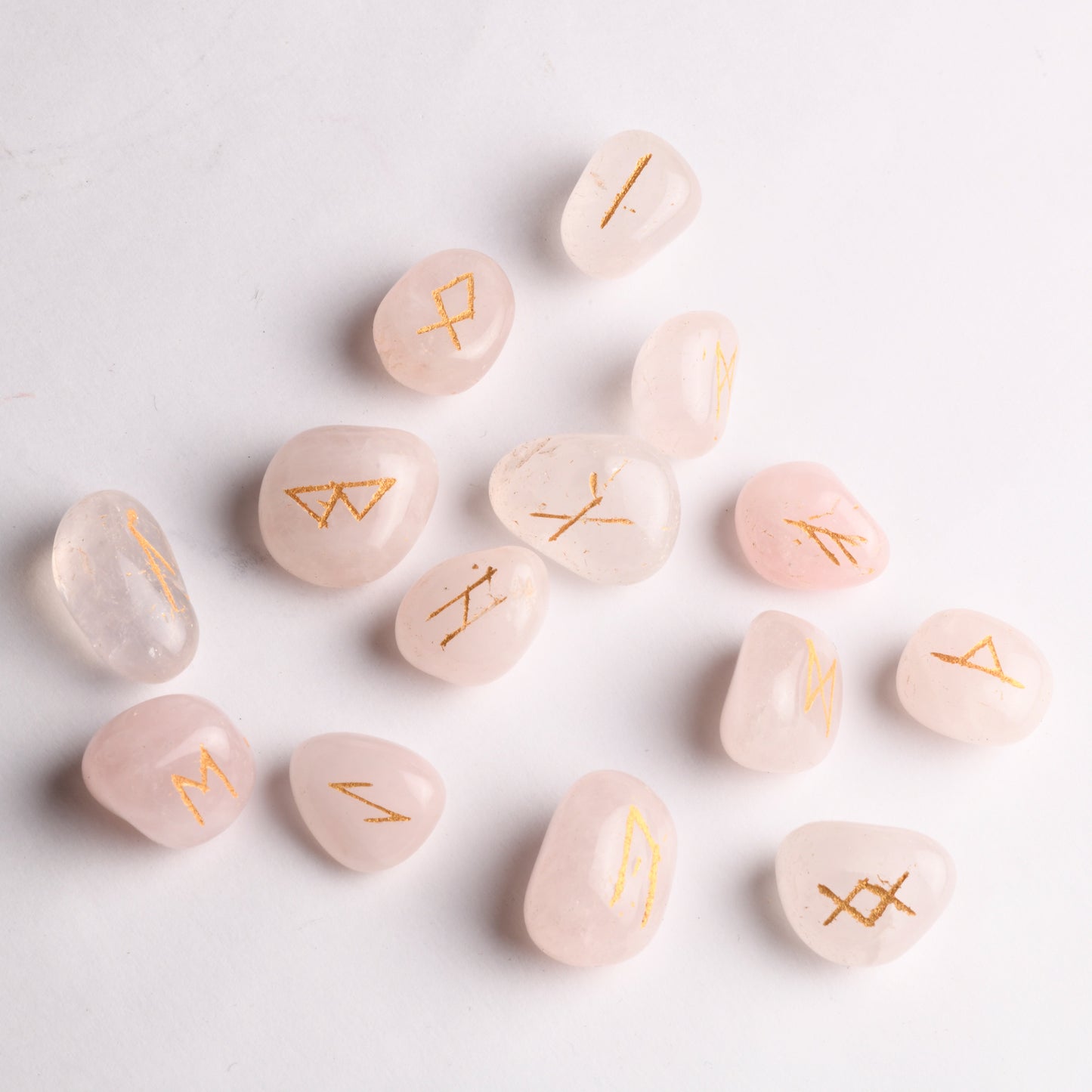 Real Rose Quartz Runes Set