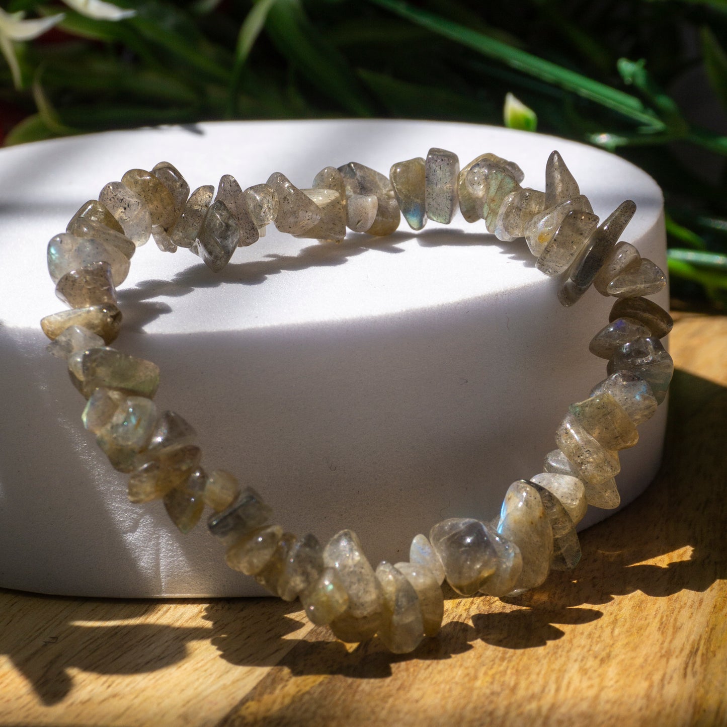 Labradorite Crystal and Stone Chip Bracelet Jewellery