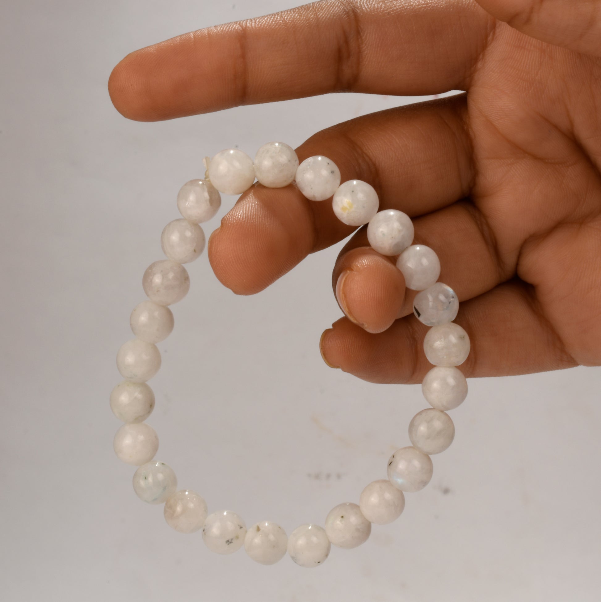 Real Moonstone Crystal and Stone Bead Bracelet Jewellery 8mm