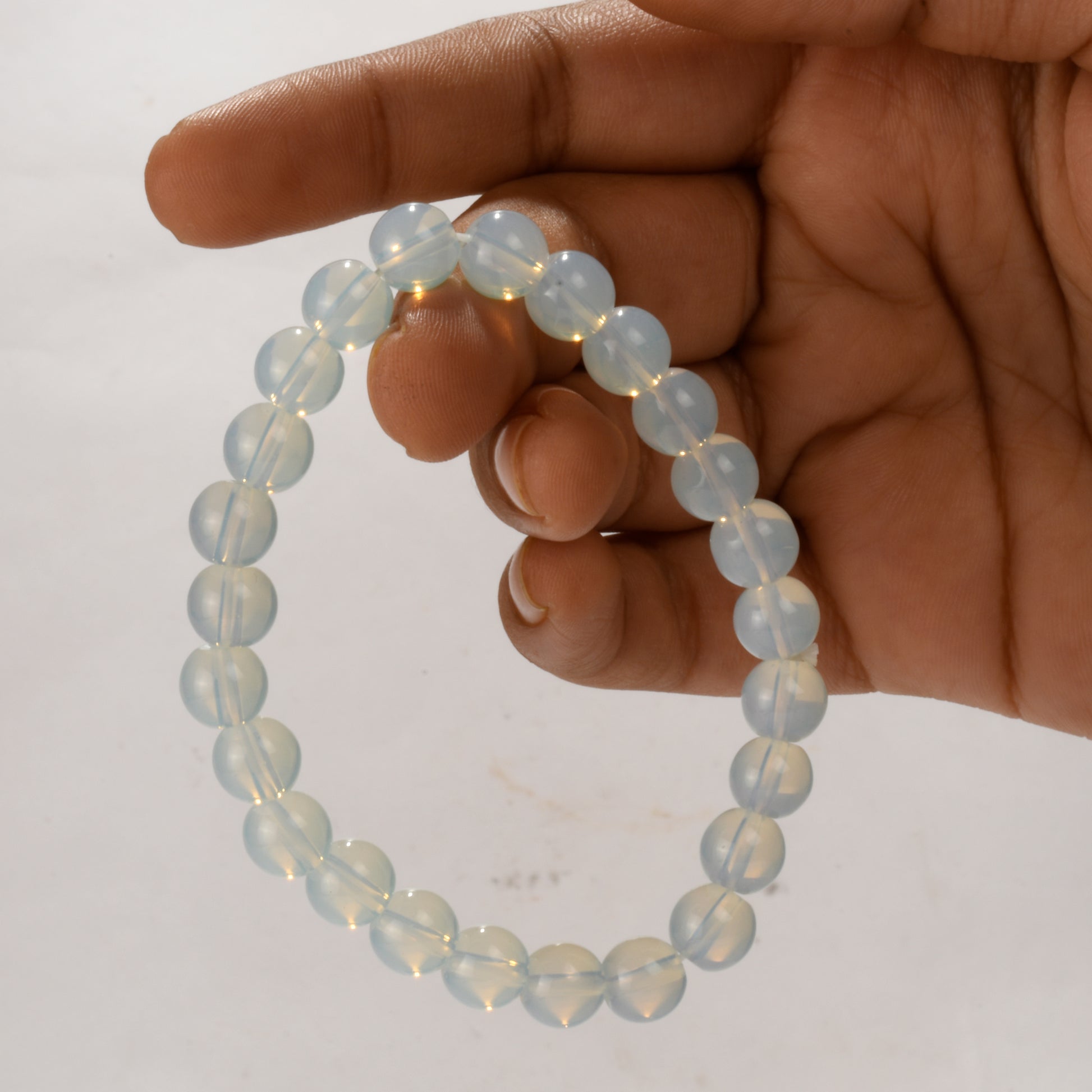 Real Opalite Crystal and Stone Bead Bracelet Jewellery 8mm