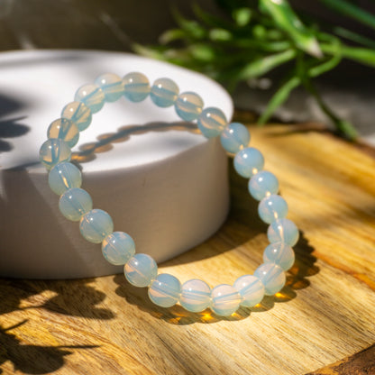 Opalite Crystal and Stone Bead Bracelet Jewellery 8mm