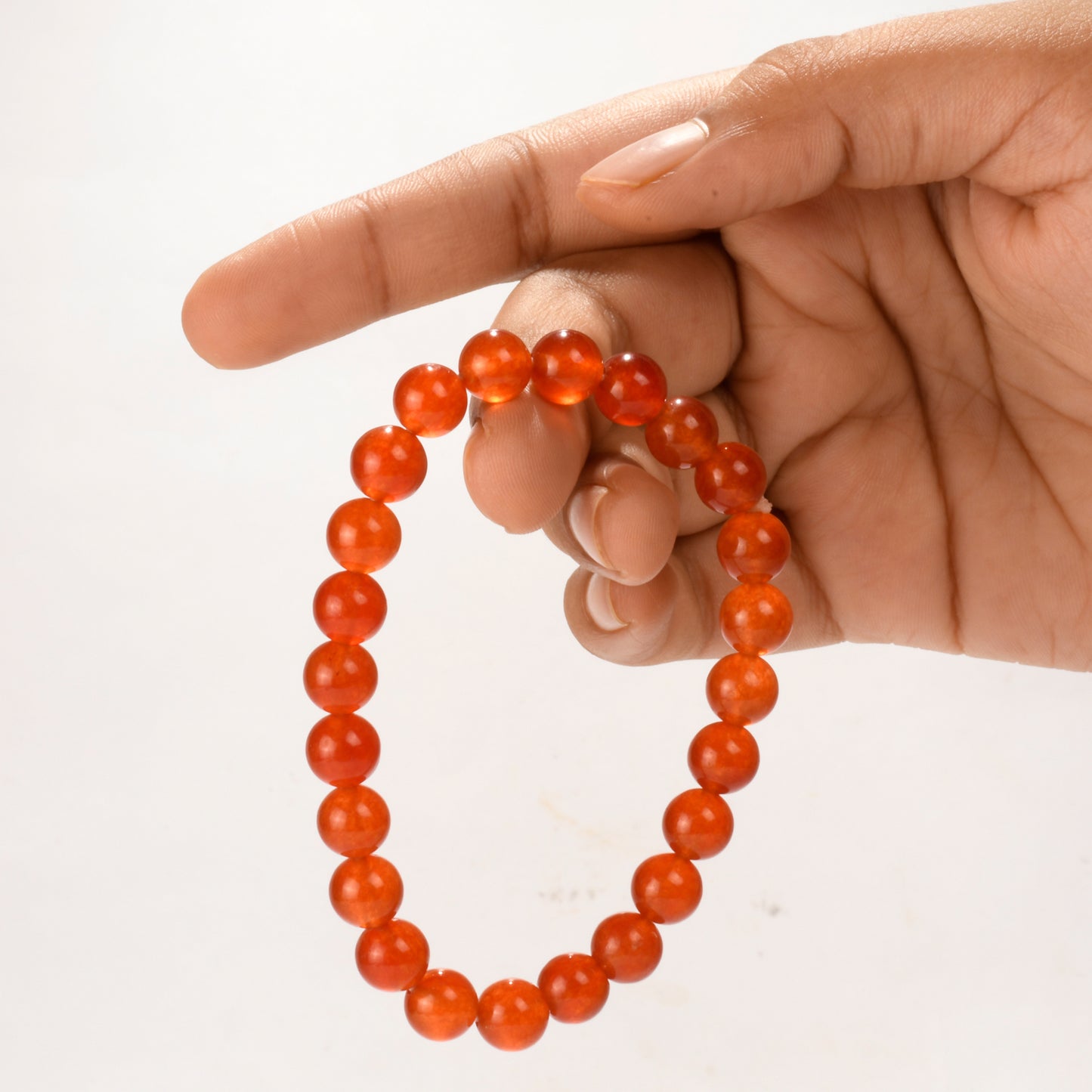 Real Orange Carnelian Crystal and Stone Bead Bracelet Jewellery 8mm